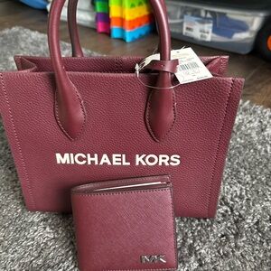 Michael Kors Burgundy Mini Bag and Wallet